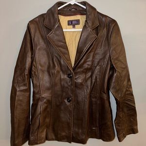 Wilson’s Leather Jacket Women’s Medium Lambskin Button Brown